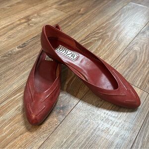 Vintage Unisa 7.5 Leather Sole Ballet Flats Burgundy Maroon Preppy Pointed Toe